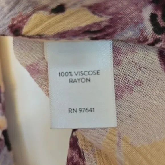 J. Jill Pintucked Bell Sleeve‎ Floral Purple Peach 3/4 Sleeve Tunic Top size Sm. - Picture 9 of 10